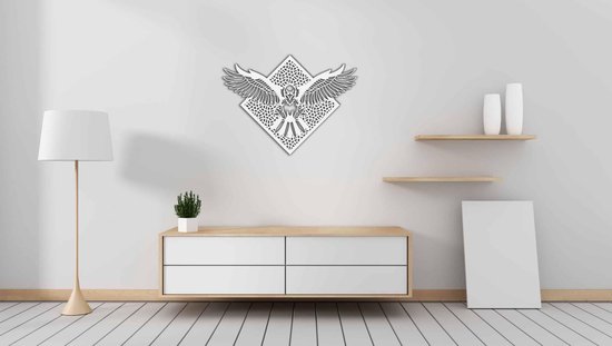 Line Art - Eagle 2 avec fond - XS - 22x30cm - Wit - décoration murale géométrique