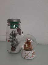 Setje van 2 kerstdecoraties-sneeuwbol en glas