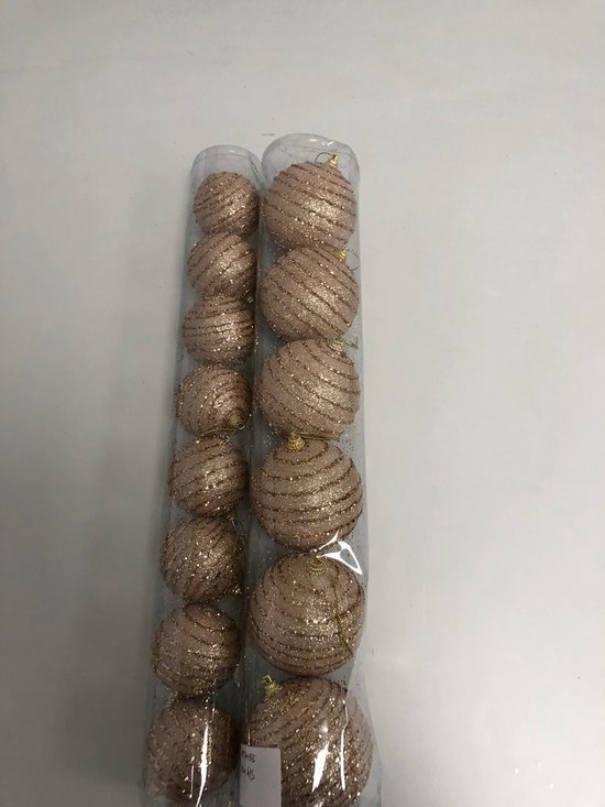 kerstballen beige set van 2 stuks bol