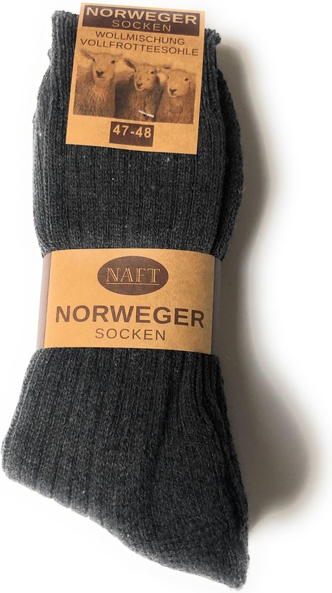 Noorse sokken antraciet 3 paar 47-48