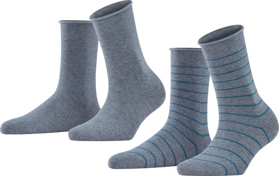 FALKE Happy Stripe 2-Pack gestreept met patroon katoen multipack sokken dames