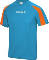 FitProWear Contrast Sportshirt Heren Lichtblauw/Oranje - Maat XL - Sportshirt - T-Shirt - Sportkleding - Sportshirt korte mouwen - Sportshirt Polyester - Heren Shirt