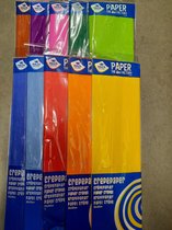 Crêpepapier 10 kleuren elk 1 vouw 50x250cm (geel,oranje,rood,m.blauw,d.blauw,l.groen,d.groen,cerise, wit en bruin)