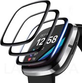 DrPhone PROTEC - Fitbit Versa 3 / Sense PC + PMMA Folie 3D - Alternatief Tempered Glass - Volledige Bescherming -  Zwart