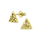 Joy|S - Zilveren Keltische driehoek oorbellen 7 mm - 14k goudplating