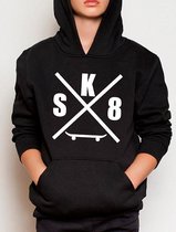 Hoodie sweater | Skateboard | Sk8te | Black | Maat 152 (12-13 jaar)