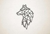 Line Art - Wolf 3 - S - 60x41cm - Zwart - geometrische wanddecoratie