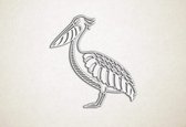 Line Art - Reiger - S - 48x45cm - Wit - geometrische wanddecoratie