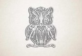 Line Art - Uil 8 - S - 58x45cm - EssenhoutWit - geometrische wanddecoratie