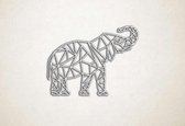 Line Art - Olifant 3 - M - 60x79cm - Wit - geometrische wanddecoratie