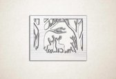 Wanddecoratie - Herten in natuur - wandpaneel - M - 60x77cm - EssenhoutWit - muurdecoratie - Line Art