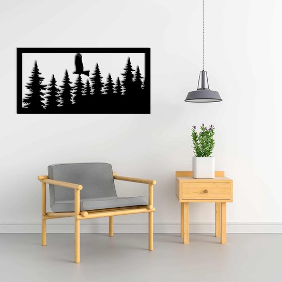 Décoration murale - Panneau mural forêt et oiseau - M - 44x90cm - décoration murale - Line Art