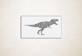 Line Art - Dinosaurus T-Rex vierkant - S - 32x60cm - Wit - geometrische wanddecoratie