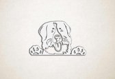 Wanddecoratie - Border Collie met poten - M - 53x90cm - Wit - muurdecoratie - Line Art