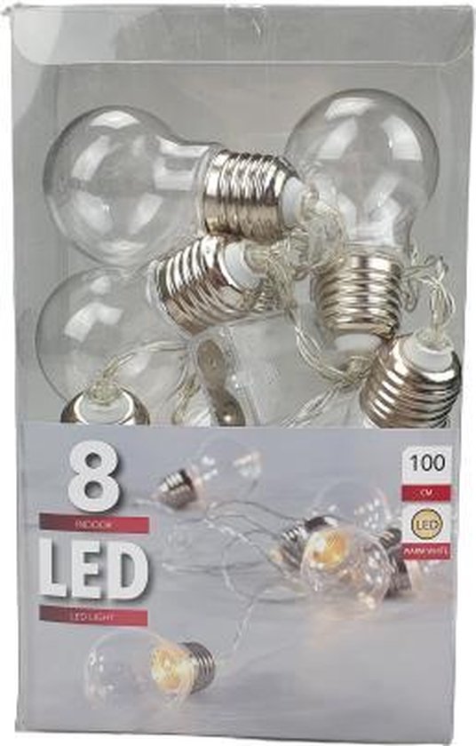 Lichtsnoer met gloeilampen - Led licht - 8 lampen - 100 cm | bol.com