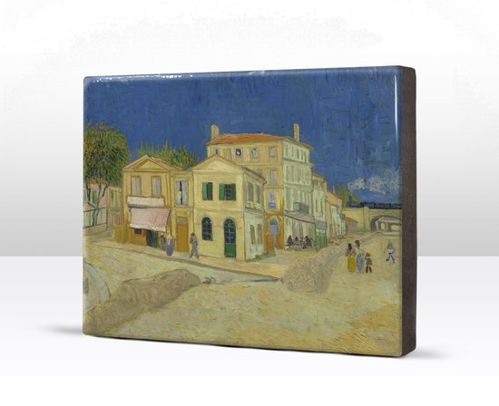 Het gele huis - Vincent van Gogh - 26 x 19,5 cm - Niet van echt te onderscheiden schilderijtje op hout - Mooier dan een print op canvas - Laqueprint.