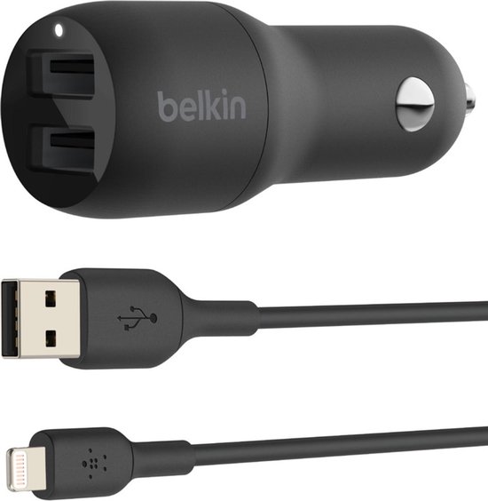 ingenieur Zenuwinzinking tuin Belkin Dual USB Autolader 24W + 1m iPhone kabel | bol.com