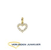 juwelier - goud - hanger - hartje - zirconia -  geel goud - sieraden - 14 karaat  -  verlinden juwelier