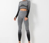Sport set legging & crop shirt | grijs zwart | maat L