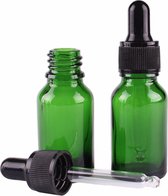 Flacon pipette vert 15 ml avec capuchon vaporisateur / atomiseur - Flacon pipette en verre - Aromathérapie