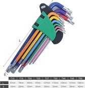 Set professionele torxsleutels - Met kleurcodering - T10, T15, T20, T25, T27, T30, T40, T45, T50 torxsleutels