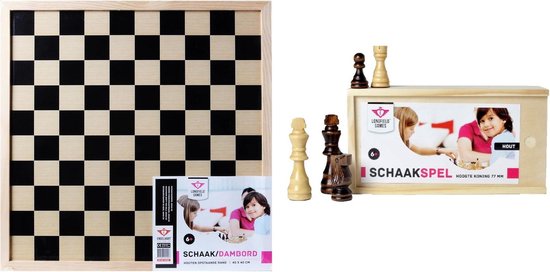ernstig barbecue universiteitsstudent Longfield Houten schaakbord met schaakstukken in houten kistje | Games |  bol.com