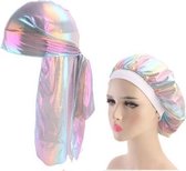 FRESHCOUPES Neon/Reflective Bonnet & Durag - Grijs - Geschikt voor optimale bescherming van jouw haren