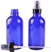 Donkerblauwe sprayfles 120 ml met spraydop/verstuiver - glazen sprayfles - aromatherapie - hervulbaar