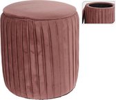 Poef - Fluweel Roze - met opbergvak - 34 x 41 CM