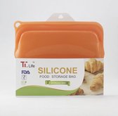 Diepvrieszakjes - Hersluitbare Zakjes- Boterhamzakjes - Siliconen Vershoudzakken -Herbruikbare Zakjes -  Oranje - 330 ml