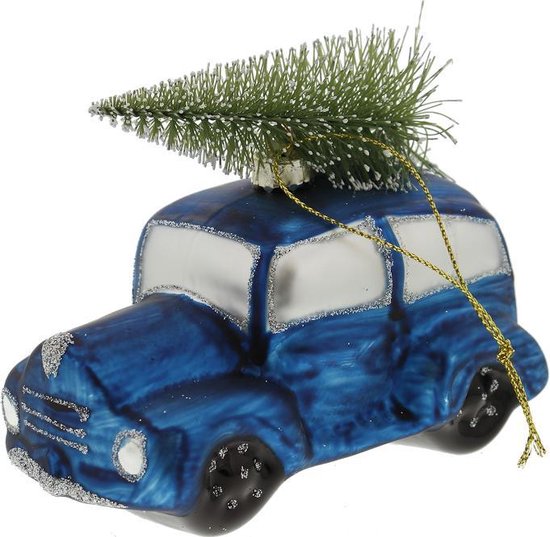 Kerstboom decoratie - auto met kerstboom - 1 - Kerstballen - Kerstbal auto -... | bol.com