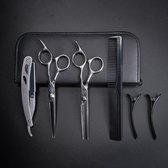 Professionele kappersset 8-delig - Kappersschaar - Knipschaar - Knippen - Thuiskapper - Uitdunschaar - Scheermes - Kam - Lederen etui - Razor blade - Barber mes - Haarclips - Kappersscharense