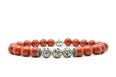 Beaddhism - Armband - Rojo - Zilver - Lucky Dragon 3 - 8 mm - 22 cm