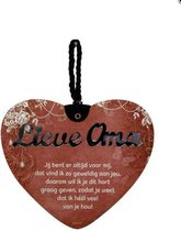 Liefdes hart Lieve Oma jij bent .... met een pakkende tekst - MDF - 14x17 - Geschenk