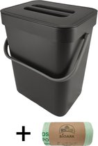 Prullenbak - zwart - ophangsysteem - 5 liter