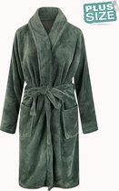 Grote maten badjas unisex - sjaalkraag badjas van fleece - Plus size - groen 3X/4XL