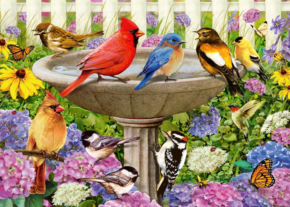 Ravensburger puzzel Bij het vogelbadje - Legpuzzel - 500 stukjes — afbeelding 3