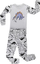 Elowel - Jongen Pyjama 2 Delig, 100% Katoen, Comfortabel, Slim fit Broek | 7 Jaar | Dinosaur