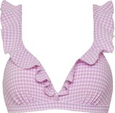 Beachlife Lilac Check Ruffle bikinitop met voorgevormde cups en beugel Dames - Maat 40C