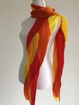 Handgemaakte, gevilte sjaal van 100% merinowol - Roze  / gestreept 198 x 18 cm. Stijl open gevilt.