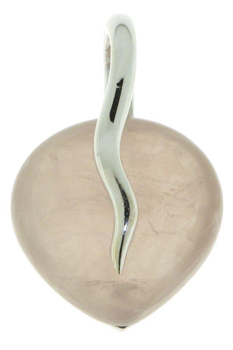 SilverGems Zilveren hanger met cabouchon geslepen druppel vormige Rozenkwarts edelsteen