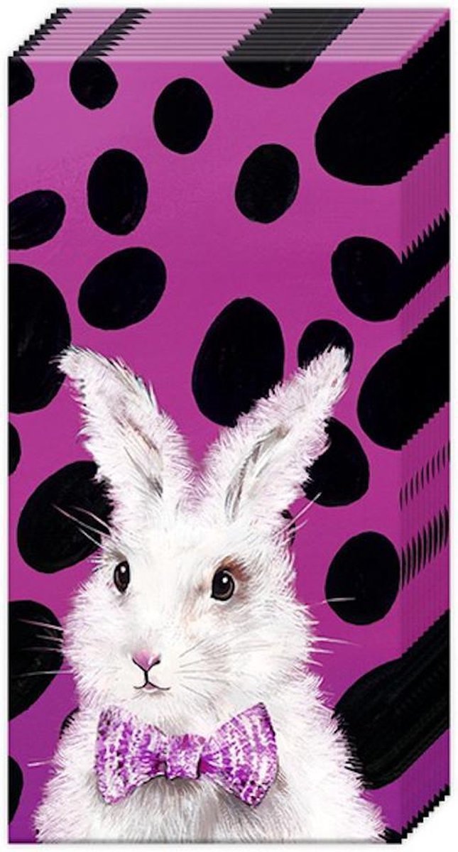 IHR - Zakdoeken - Bad hair bunny - 1 pakje=10 zakdoeken - Konijn - Roze - Pasen - Tafeldecoratie - Decoupage - Cadeautje - Feestje - Geschenkenlaantje