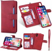 P.C.K. Hoesje/Boekhoesje/Bookcase/Book/Bookcase/Bookcase/Leer/Magneet luxe 2 in 1 rood geschikt voor Apple iPhone 12 MINI MET Glasfolie