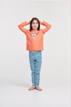 Woody pyjama meisjes/dames - koraalroze - zeemeeuw - 211-1-PLG-S/555 - maat 116