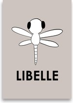 Kinderposter | Kinderkamer | Babykamer | Dieren | Wanddecoratie | A3 formaat | MOODZ design | Libelle | Zand