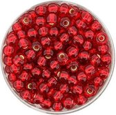 9289-054 Rocailles rood zilveren kern 4.5mm