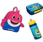 BABY SHARK - Lunchset 3-delig | Pinkfong Roze Nickelodeon - Lunchset peuters/kleuters - Rugtas + Lunchbox + Drinkfles