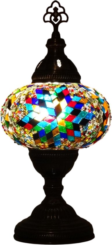 Turkse tafellamp met mozaïek bol van 13 cm multicolour - Oosterse tafellamp met mozaïek bol van 13 cm multicolour