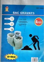 sac gravats 4 pcs/ gravats de chantier/ transport/ charge poids max. 25 kg/ polypropylene tisse/ 50x80 cm