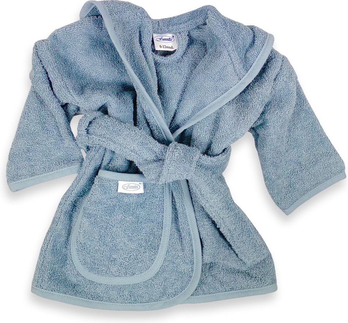 Funnies badjas grey/blue | funnies badjas | badjas 1-2 jaar | 100% zuivere katoen, badstof | baby | na het zwemmen | na het douchen